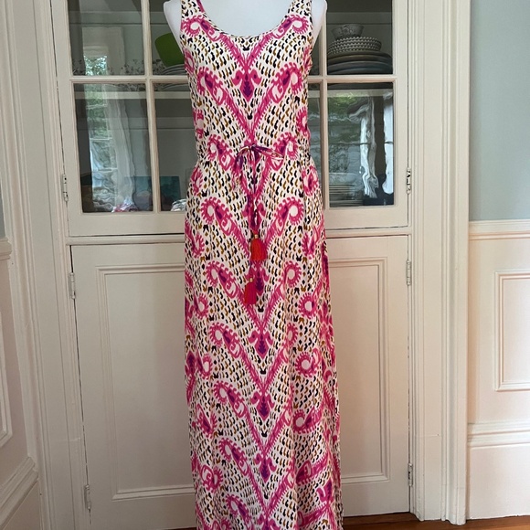 FIGUE Silk Sleeveless Maxi Dress, Size XS, Fits like a Medium, Drawstring Waist - Picture 1 of 11